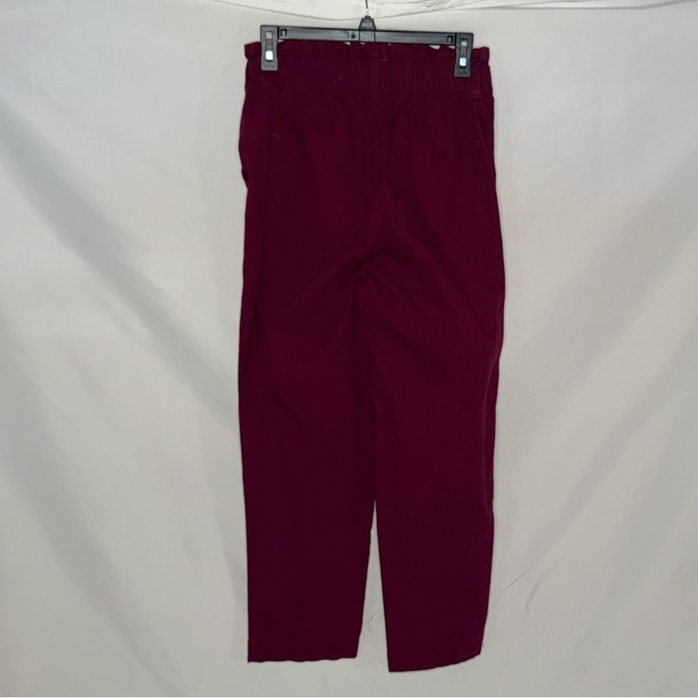LOFT Outlet Burgundy High-Rise Straight Leg Elastic Waist Pants XS EUC - Picture 2 of 4